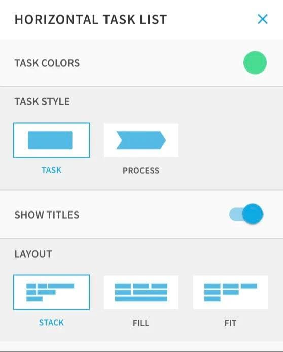 Beautiful.ai Smart Slide task-list controls showing structured content and layout options