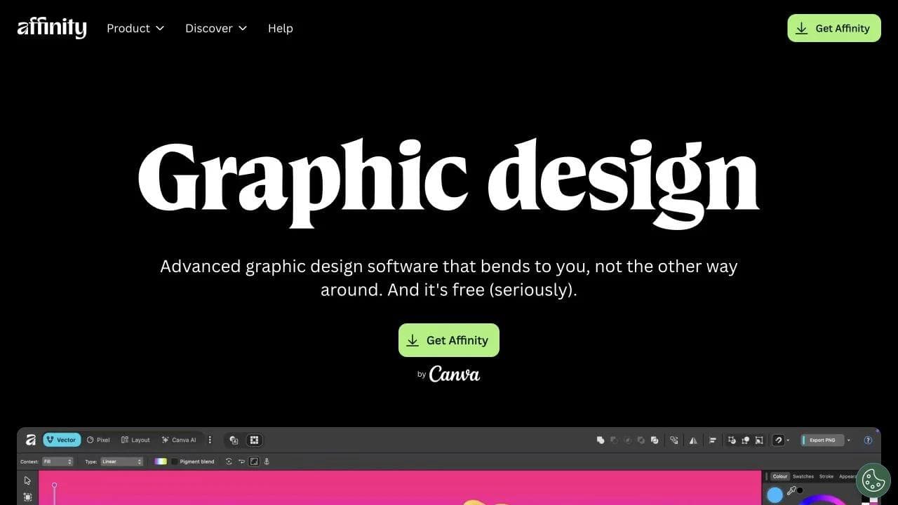 Affinity graphic design page showing the Vector Studio interface